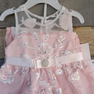 6-9 MTHS  PRETTY IN PINK SEQUIN RARE EDITION DRESS